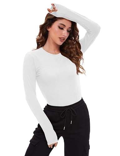 Dalavch 4/5 Pack Women’s Long Sleeve Basic Shirts Crew Neck Slim Fitted Compression Gym Workout Athletic Underscrubs Tops thumbnail 2