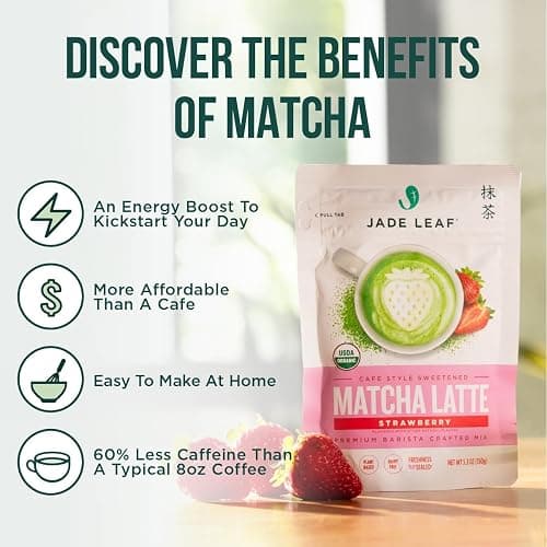 Jade Leaf Matcha Organic Premium Ceremonial Grade Matcha Green Tea Powder - Japanese - Culinary, Ingredient, Ceremonial Barista Teahouse, Latte, Collagen, 5.3 Ounce (Pack of 1), Strawberry Matcha Latte thumbnail 3