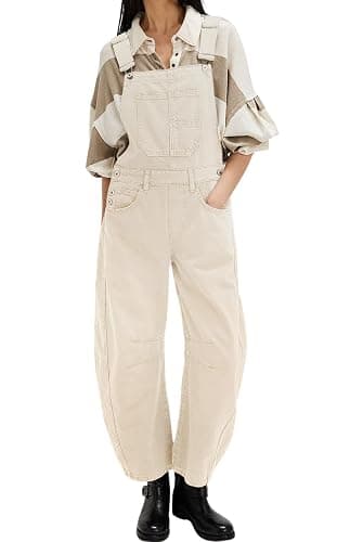 loveimgs Women Y2k Baggy Barrel Jeans Overalls Wide Leg Denim Pants Bib Overalls Jumpsuit Boyfriend Patchwork Jeans - Image 1