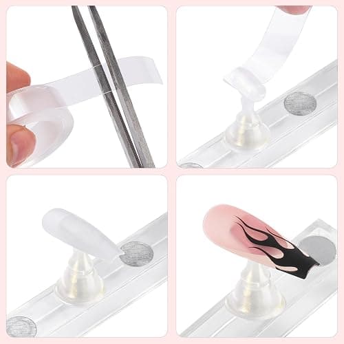 Etercycle Nail Stand Acrylic Nail Art Display Stand Practice Nail Holder for Painting Nails Magnetic Practice Stands with Double-sided Tape For Home DIY Salon Supplies (White with gold) thumbnail 4