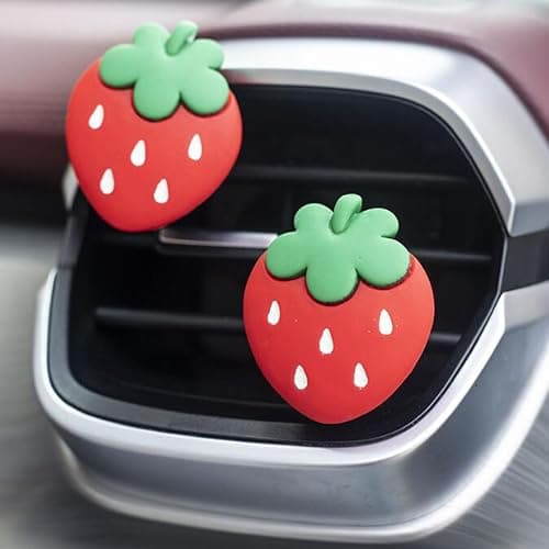 BlingSHD 2 Pcs Strawberries Car Air Vent Clips Car Decorative Clip,Strawberries - Image 1