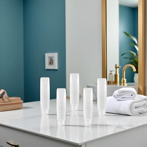 GANPUB 5 Pcs White 1 oz Travel Bottles Empty Refillable Toothpaste Tubes Containers Small Mini Size Squeeze Dispensers, Refillable Containers Pump Dispensers Refillable Cosmetic(10 * 2.7cm) thumbnail 2
