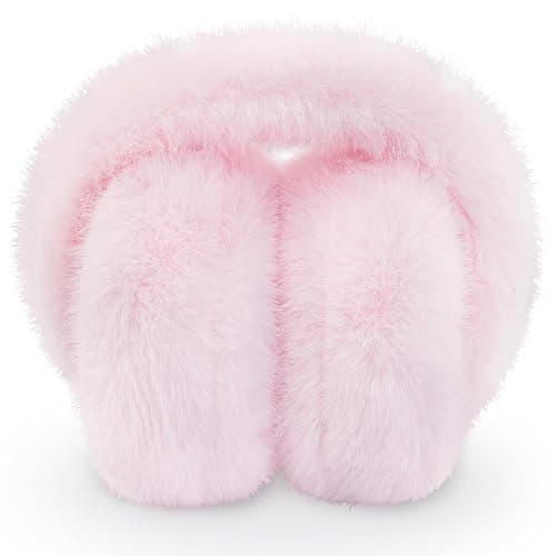POMIJIAN Winter Ear Muffs for Women Girls Faux Fur Cute White Earmuffs Fluffy Ear Warmers Foldable Ear Covers Outdoor thumbnail 2