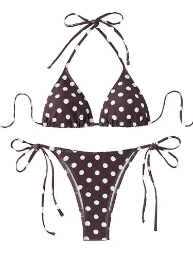 SEGT Women's Polka Dots Print Bikini Sets 2 Piece Sexy Swimsuit Halter Triangle Tie Side Bathing Suit Swimwear - Image 1