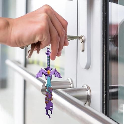 MEETCUTE Decayed MasterSword Keychain Latest,Cool Sword Key Ring for Men and Women Legend of Zeld the Tears Kingdom MasterSword Key chain Cosplay Accessories - Purple thumbnail 7