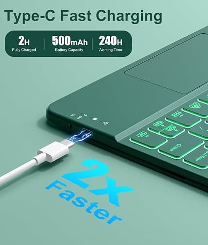 Hamile for iPad Pro 11-inch Case with Keyboard (M4) - Magnetic Wireless Detachable Keyboard with Multi-Touch Trackpad 7 Colors Backlit Stain Proof Folio Cover for iPad Pro 11 Inch 2024 - Pine Green thumbnail 3