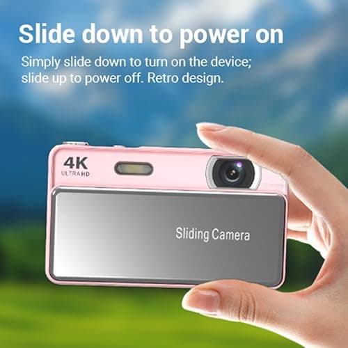 Decumeby 4K Sliding Digital Camera, 64MP HD Auto Focus 16X Zoom Retro CCD Camera with 2.8 Inch Screen, Vlogging for Photography and Video (Pink) thumbnail 2