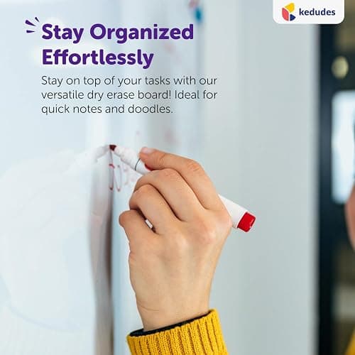Kedudes Magnetic 8.5’’ x 11’’ Small Dry Erase Whiteboard - Includes 6 Magnetic Dry Erase Markers, Assorted Colors - Small Board for Fridge, Locker, Office, Classroom, Dorm Room thumbnail 6