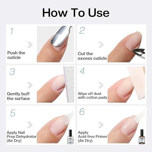 Morovan Professional Natural Nail Prep Dehydrate and Acid-Free Primer, Dehydrator for Acrylic and Gel Nail Polish, Non Acid Primer for UV Gels Fast Dry Superior Bonding Agent Gift Box Set thumbnail 7