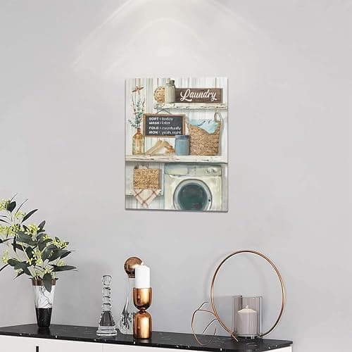 Tijuboni Farmhouse Wall Art Laundry Schedule Funny Rules Decor Country Laundry Room Sign Pictures Painting Print Framed Artwork for Bathroom Decor 12x16 thumbnail 3
