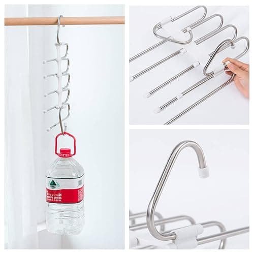 Upgrade Azeroth Pants Hangers 4 Pack Space Saving S-Type Stainless Steel Clothes Pants Hangers,Anti-Slip Design,Clothes Closet Storage Organizer for Pants Jeans Trousers Skirts Scarf thumbnail 6