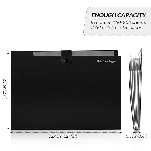 SKYDUE 8 Pockets Expanding File Folders, Accordion Folders, Portable Paper Bill Receipt Organizer, Letter Size, Home College School Office Supplies, Black thumbnail 6