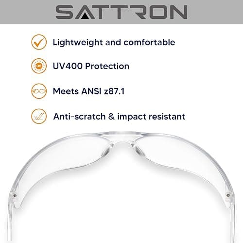 SATTRON 24 Pack Clear Safety Glasses, UV Protection Protective Eyewear for Men Women, ANSI Z87.1 Scratch & Impact Resistant Eye Protection, Ideal for Construction, Sports, Lab, Shooting thumbnail 5