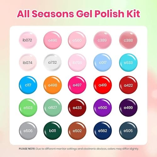 Beetles Gel Nail Polish Set - Fourfold Grace Collection, 25 Colors Baby Blue Biush Pink Gel Polish Set Spring Colors with Base Top Coat Soak off UV Gel DIY Nail Art Manicure Gift for Women thumbnail 2