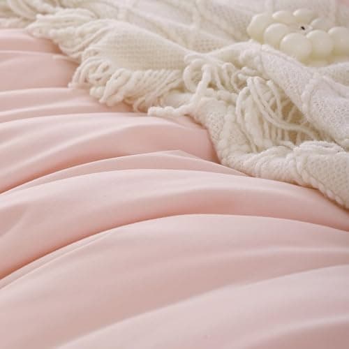 ROSGONIA Comforter Full Size for Girls Boys Teens Blush, 3pcs(1 Boho Pink Comforter & 2 Pillowcases) Lightweight Dorm Bedding Soft All Season Bed Set thumbnail 6