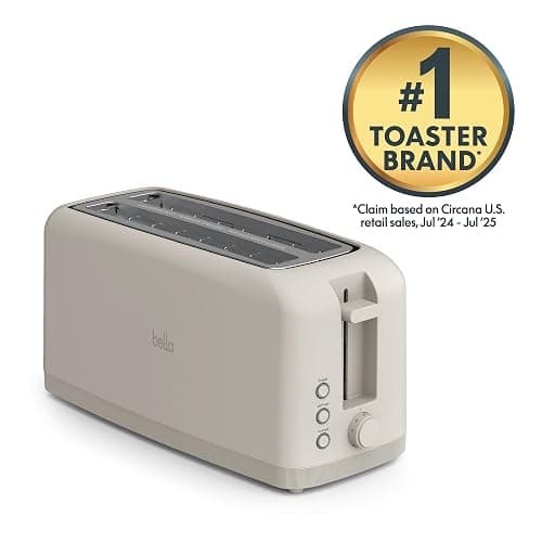 bella 4 Slice Slim Toaster, Fits-anywhere™ Kitchenware, 6 Setting Shade Control with Reheat & Cancel Buttons, Fits Sourdough, 10” Long Slot, Anti Jam & Auto Shutoff, 900 Watt, Oatmilk thumbnail 4
