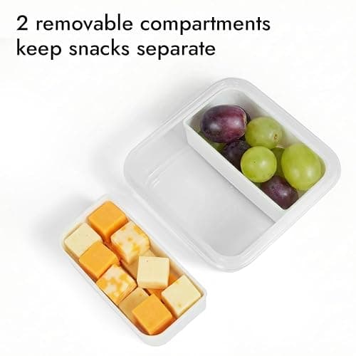 carrotez 2 Compartment Small Snack Containers, Mini Snack Containers for Mini Fridge, Small Divided Food Storage Containers, Airtight Lids, Reusable, 1.1 cup, 2 PACK thumbnail 3