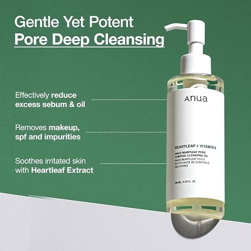 Anua Double Cleanser Duo for Facial Cleansing : Heartleaf Pore Control Cleansing Oil & Heartleaf Quercetinol Pore Deep Cleansing Foam for Double Cleansing, Korean Skincare thumbnail 4