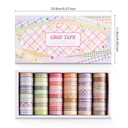 icceemee 60 Rolls Cross line Theme Washi Tape Set, Writable Decorative Tapes for Scrapbooking, Junk Journal Supplies, Bullet Journaling, 0.39"x79" per Roll thumbnail 3