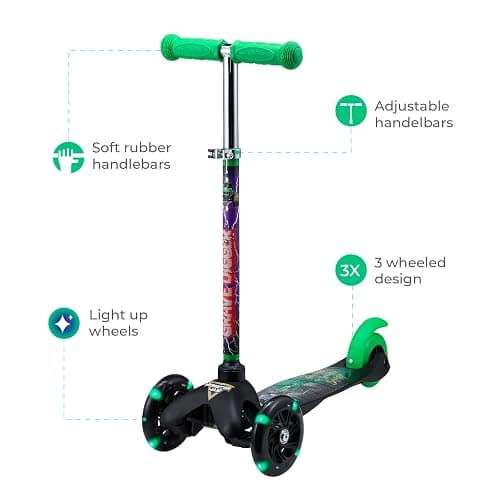 Self Balancing Kick Scooter with Light Up Wheels, Extra Wide Deck, 3 Wheel Platform, Foot Activated Brake, 75 lbs Limit, Kids & Toddlers Girls or Boys, for Ages 3 and Up thumbnail 2