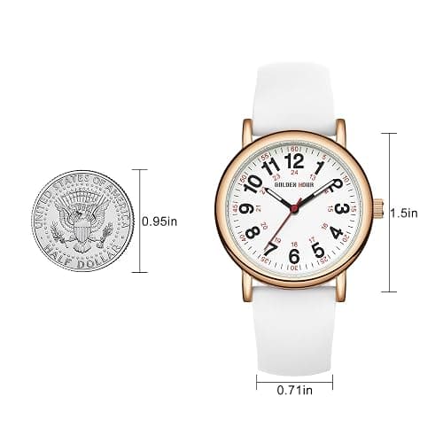 GOLDEN HOUR Waterproof Nurse Watch for Medical Professionals, Students Women Men - Military Time Luminouse Easy Read Dial, 24 Hour with Second Hand, Colorful Silicone Band thumbnail 5