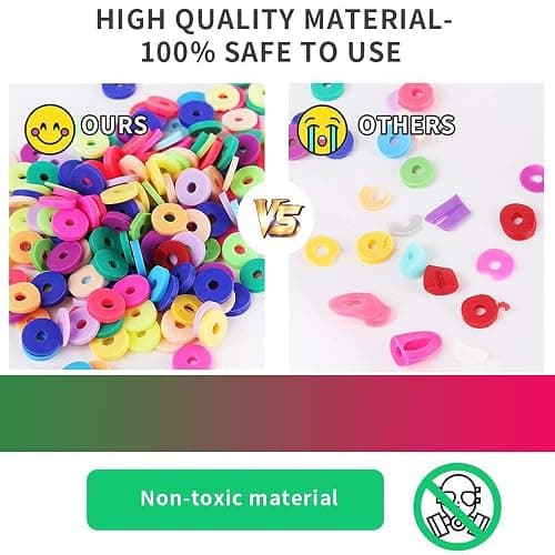 MIIIM Pink Clay Bead Bracelet Kit, Heishi Beads, Flat Clay Beads and Gold Spacer Beads for Jewelry Making, Friendship Bracelet Beads Kit for Crafts, Concert, Raves, Gifts thumbnail 7