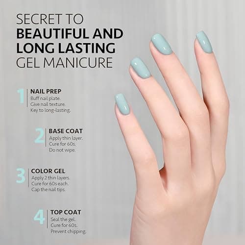 GAOY Blue Gel Nail Polish, 16ml Soak Off Gel Polish, UV Light Cure for Nail Art DIY Manicure at Home, 2001 Cadet Blue thumbnail 4