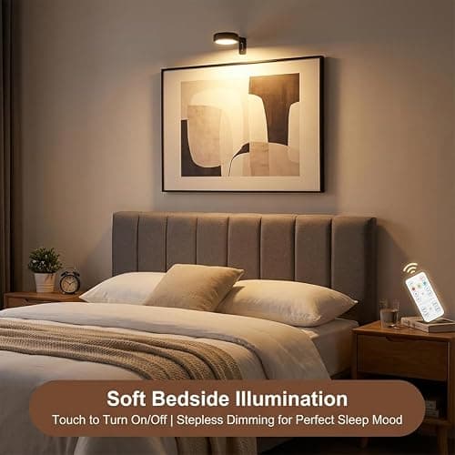 VKAXRMZTP 3 Pack Black Magnetic Picture Lights, Battery Operated LED Art Lights with Remote & Timer, 3 Color Temperature Dimmable Rotating Extendable Light for Artwork, Photos & Posters thumbnail 3