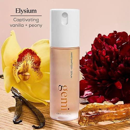 gemi Hand Sanitizer + Serum™, Elysium, Kills 99% of Germs, K-beauty | Hydrating formula with centella, vitamin B5 & green tea, amber floral scent with vanilla & peony thumbnail 6