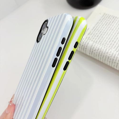 TKJSQ Magnetic for iPhone 12 Phone Case, Cute Striped Pattern Aesthetic Gloss Design, Stylish Shockproof Soft TPU and Hard PC 2-in-1 Protective Cover for iPhone 12, Pink thumbnail 5