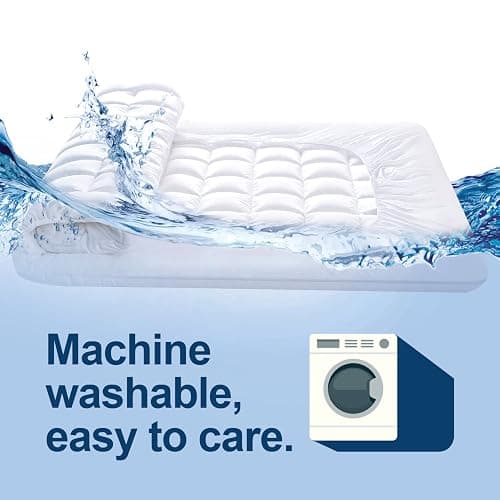 ELEMUSE Queen Mattress Pad – Plush Pillow Top Cooling Bed Topper, Ultra Soft Down Alternative Fill, Breathable Mattress Cover with Deep Pocket Fits 8-21 Inch Mattresses, (60x80 inch, White) thumbnail 7