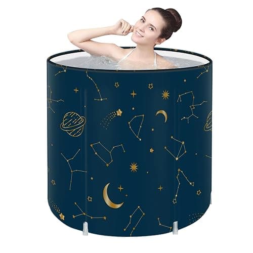 STARBRILLIANT Portable Bathtub for Adult, Collapsible Adult Bath Tub for Hot SPA and Ice Bath, 6-layer Insulated Portable Tub,Space-Saving (Starry Sky C, 27inch) - Image 1