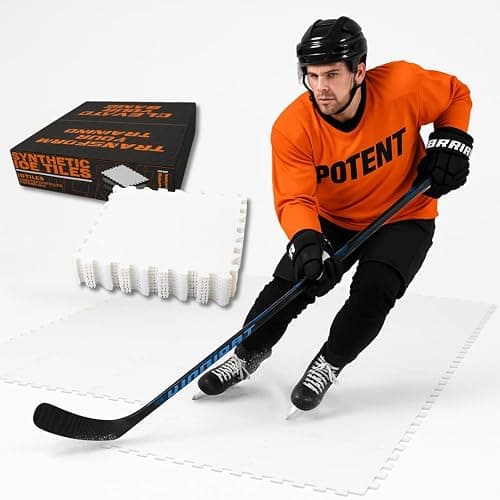 Potent Skate-Able Synthetic Ice Tiles (10-Pack, 21.6 SQFT) - Safe for Skates, Expandable Hockey Training Surface, Easy to Assemble - Image 1