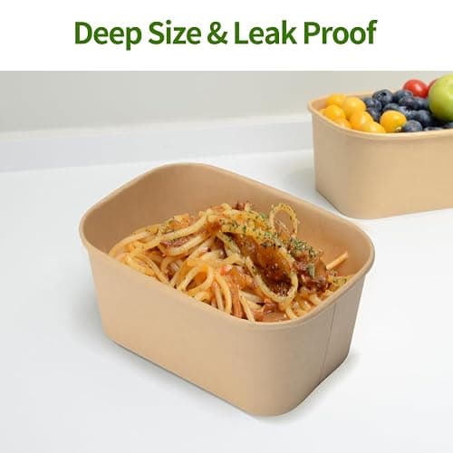 AICHEF 50 Pack 35 oz Paper Food Containers with Lids, Microwavable and Freezer Use Paper Meal Prep Containers Disposable Food Prep and Take Out Food Containers, 50 Bowls 50 Lids thumbnail 5