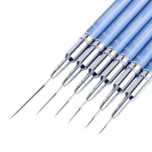 Liner Brush for Nails, 6Pcs Thin Nail Art Brushes Professional Nail Detail Brush for Gel Polish Sizes 5/7/9/11/15/25mm (Blue and Pink) | Sizes 5/7/9/11/15/25mm (Blue and Pink), Professional Nail Detail Brush, Soft Non-Deforming Fiber Heads, For Gel Polish - Image 1