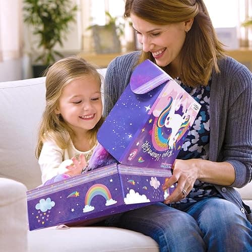 Unicorn Gifts for Girls 6 7 8 9 10 11 12 Years Old with 3.5mm Wired Headphones Locked Notebook Plush Bag Purse Socks Mirror Water Bottle Kids Unicorn Toys Christmas Birthday Gift for Teen Age 6+ thumbnail 2