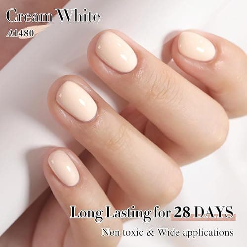 Double Rhythm 15ML Gel Polish Pure Sheer Same Color Same Bottle Soak Off Gel Polish Art Manicure Salon DIY at Home for Women (Cream White-A1480) thumbnail 5