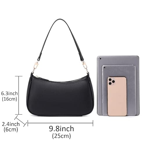 Shoulder Bag for Women Y2K Handbag PU Leather Classic Clutch Small Black 90s Purse thumbnail 5