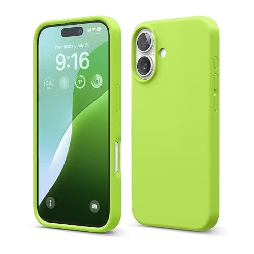 elago Premium Liquid Silikon Hülle Kompatibel mit iPhone 16 Hülle, Ganzkörper Handyhülle, Stoßfest, Schlanke Handyhülle, Kratzfester weicher Mikrofaser-Innenfutter, 6.1 Zoll (Limettegelb) - Image 1
