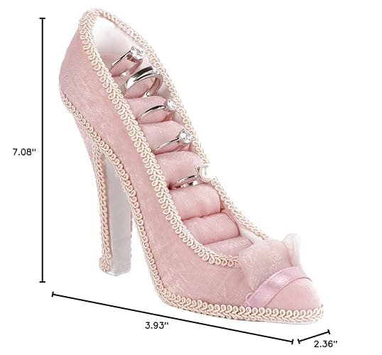 Moofey Jewelry Stand, Fashion High Heeled Shoes Ring Display Stand, Necklace Ring Holder for Girls, Bridal, Women Gifts (High Heels) thumbnail 3