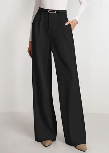 PRETTYGARDEN Womens Wide Leg Dress Pants 2025 Business Casual Flowy Work Palazzo Pants High Waisted Slacks Trousers thumbnail 5