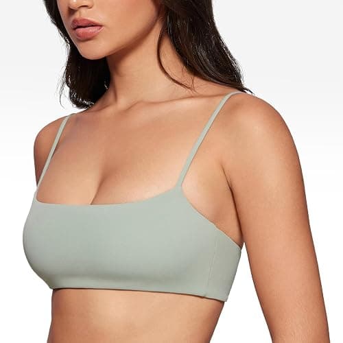 INGIA Women's Square Neck Sports Bra Spaghetti Strap Padded Cami Yoga Wireless Square Back Workout Bra Crop Top thumbnail 3