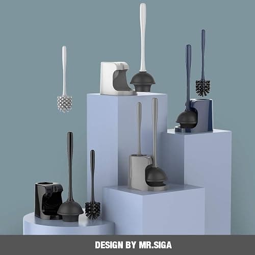 MR.SIGA Toilet Plunger and Bowl Brush Combo for Bathroom Cleaning, Gray, 2 Sets thumbnail 3