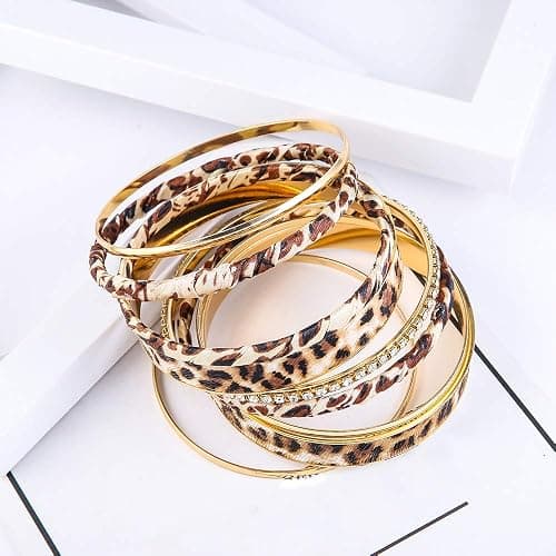 PUOSUO Leopard Bangle Bracelets for Women - Multi Layers Casual Bracelet for Women thumbnail 5