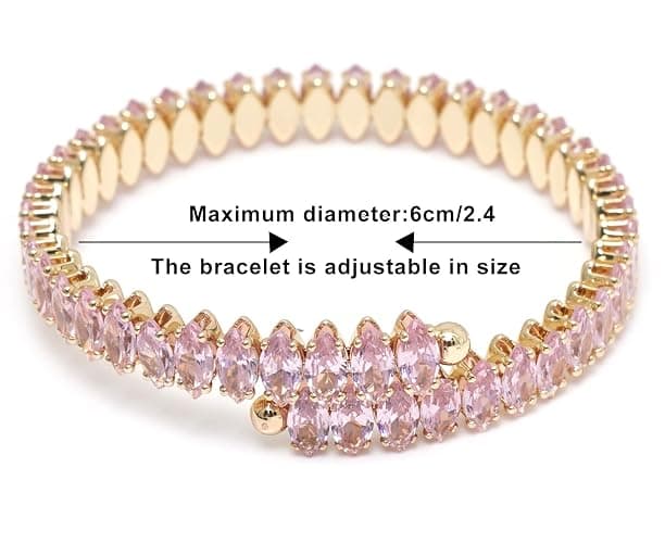 Wovanoo Rhinestone Cuff Bracelet Cubic Zirconia Tennis Bracelets Open Adjustable Elastic Bangle for Women thumbnail 6