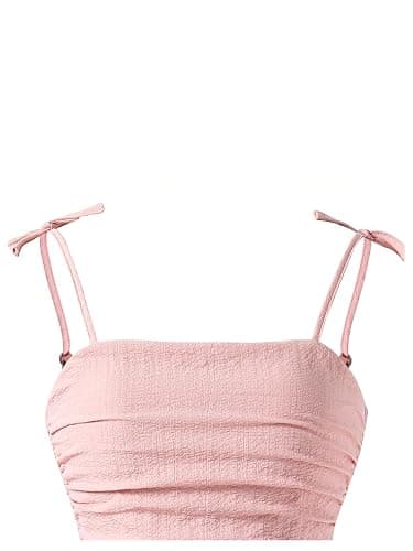 SHENHE Girl's Smocked Ruched A Line Swing Dress Layered Tie Shoulder Flowy Cami Short Dress thumbnail 3
