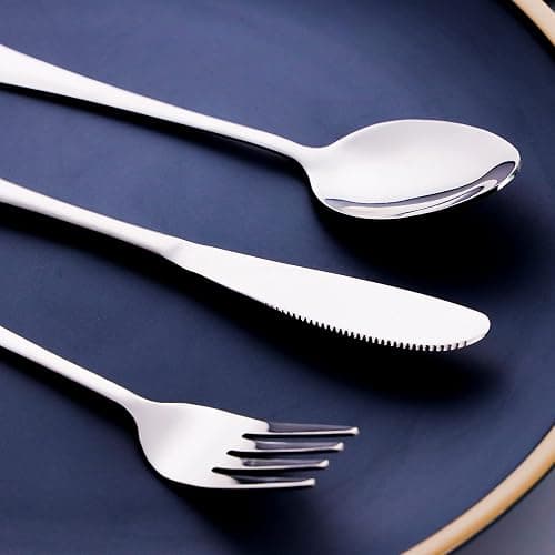 Portable Utensils Set with Case, 4pcs Stainless Steel Reusable Silverware for Lunch Camping School Picnic Workplace Travel, Lunch Box Includ Fork Spoon Knife,Easy to clean,Dishwasher Safe - Silver1 thumbnail 4