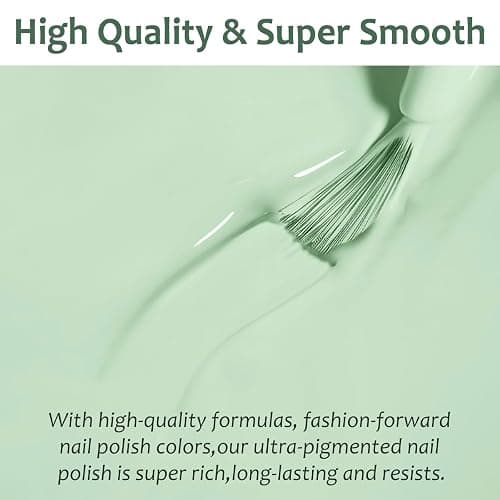 Green Nail Polish - Mint Green Nail Polish - Quick Dry & Long Lasting Light Green Breathable Nail Varnish - Glossy Water Based Chip Resistant Nail Varnish for Women Nail Art Manicure thumbnail 3