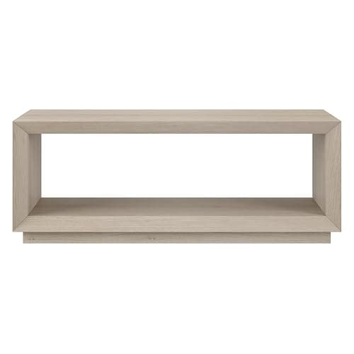 Henn&Hart 48" Rectangular Coffee Table with Open Storage Shelf for Living Room, Family Room, or Office, Alder White thumbnail 6