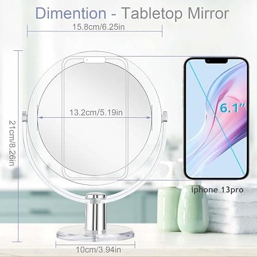 CLSEVXY Vanity Makeup Mirror with Stand, 1X/15X Magnification Double Sided 360 Degree Swivel, Portable Table Desk Counter top Magnifying Mirror, Tabletop Bathroom Shaving Mirror, 6.25 Inch thumbnail 3